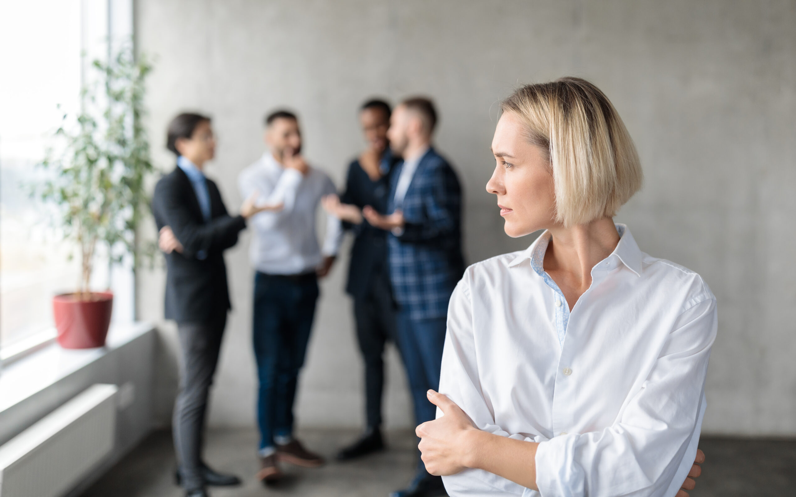 A female manager experiencing upward bullying in the workplace/